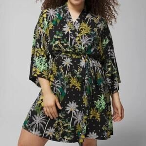 Soma Cool Nights Robe Oasis Palms Sz S/M Tropical Casual Lingerie Buttery Soft